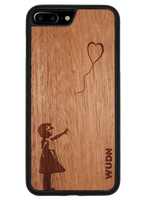 Slim Wooden Phone Case (Banksy Girl With a Balloon in Mahogany)