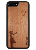 Slim Wooden Phone Case (Banksy Girl With a Balloon in Mahogany)