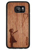 Slim Wooden Phone Case (Banksy Girl With a Balloon in Mahogany)