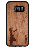 Slim Wooden Phone Case (Banksy Girl With a Balloon in Mahogany)