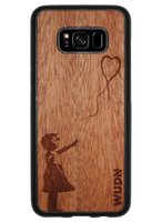 Slim Wooden Phone Case (Banksy Girl With a Balloon in Mahogany)