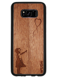 Slim Wooden Phone Case (Banksy Girl With a Balloon in Mahogany)