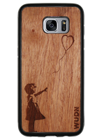 Slim Wooden Phone Case (Banksy Girl With a Balloon in Mahogany)