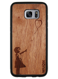 Slim Wooden Phone Case (Banksy Girl With a Balloon in Mahogany)