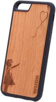 Slim Wooden Phone Case (Banksy Girl With a Balloon in Mahogany)