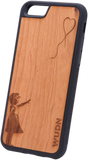 Slim Wooden Phone Case (Banksy Girl With a Balloon in Mahogany)