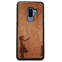 Slim Wooden Phone Case (Banksy Girl With a Balloon in Mahogany)