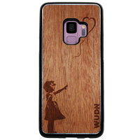 Slim Wooden Phone Case (Banksy Girl With a Balloon in Mahogany)