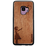 Slim Wooden Phone Case (Banksy Girl With a Balloon in Mahogany)