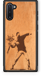 Slim Wooden Phone Case (Banksy Molotov Flowers in Mahogany)