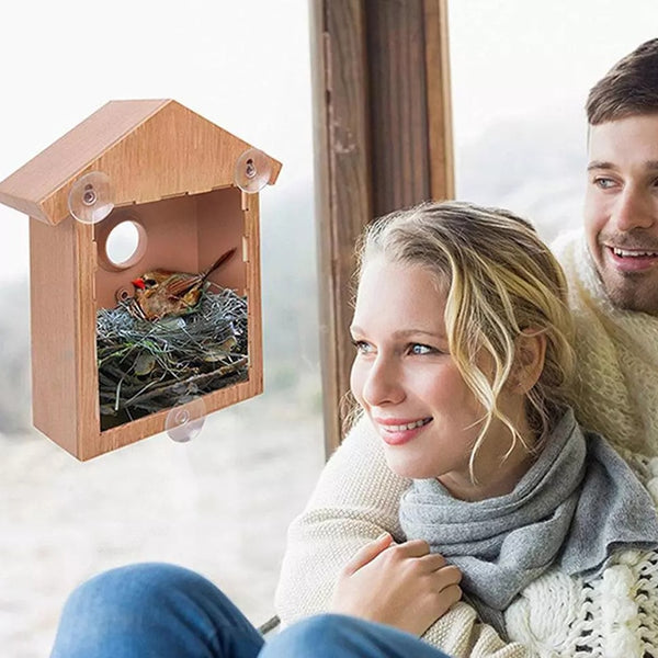 Wood Bird Window Nest