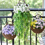 Flower Planter Wall Hanging Wicker Rattam Basket Garden Vine Pot Plants Holder